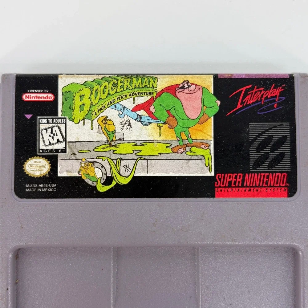 Nintendo SNES Boogerman A Pick and Flick Adventure Interplay Game Cartridge